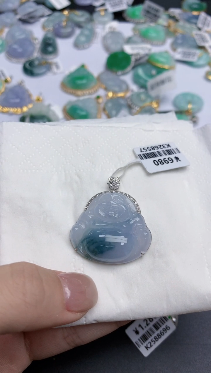 【闪购商品】翡翠颈饰18K金镶嵌天然缅甸翡翠A货