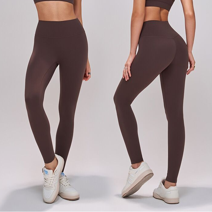 66锦纶女高腰提臀瑜伽裤无T线防卷边健身裤高弹运动紧身裤