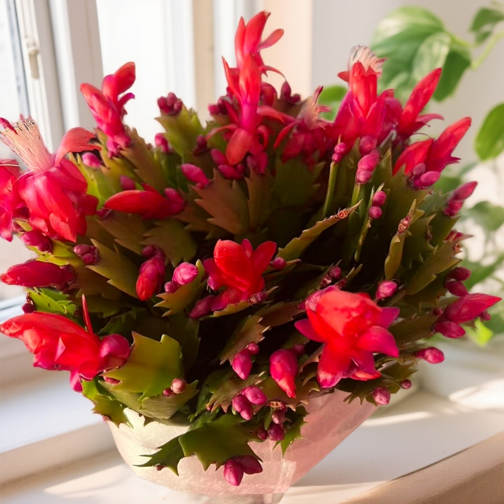 3【红宝石】蟹爪兰花苗盆栽带花苞好养耐活四季开花