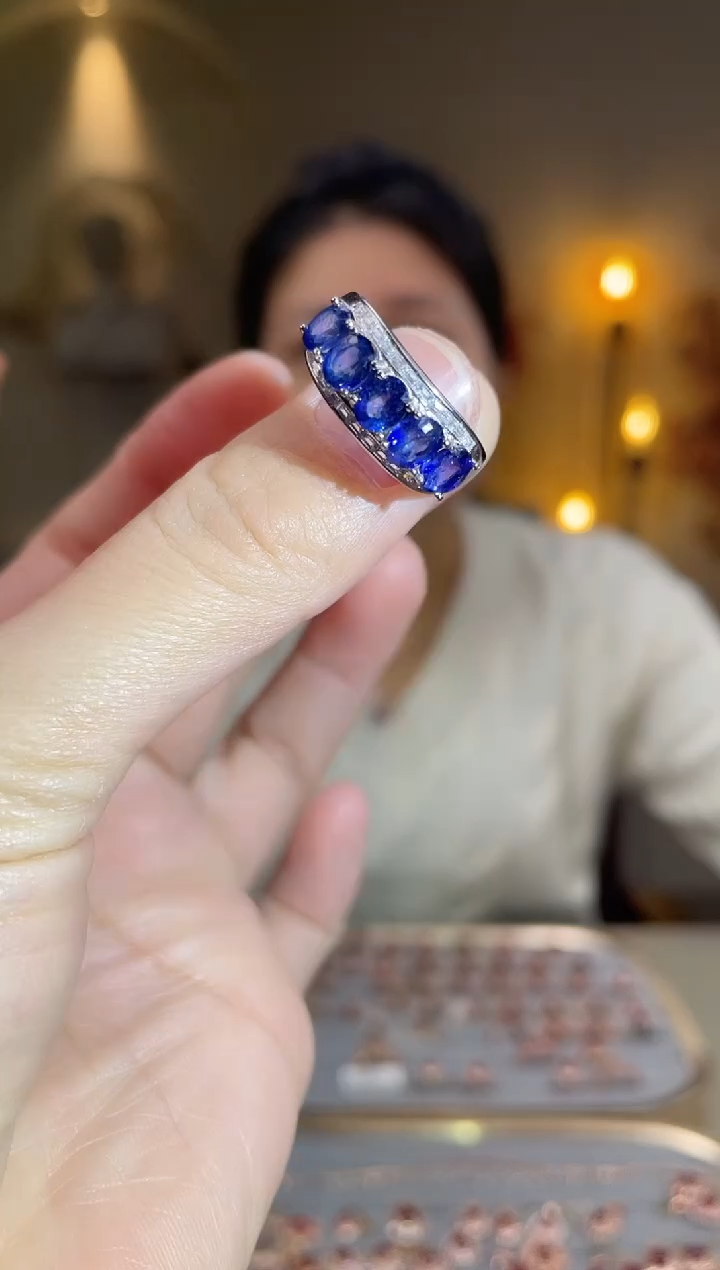 手饰蓝宝石银S925镶嵌手饰