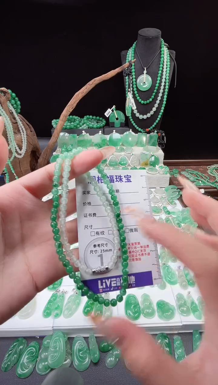 吊坠(赠链)未镶嵌石英质玉（非洲翠）30.66项链
