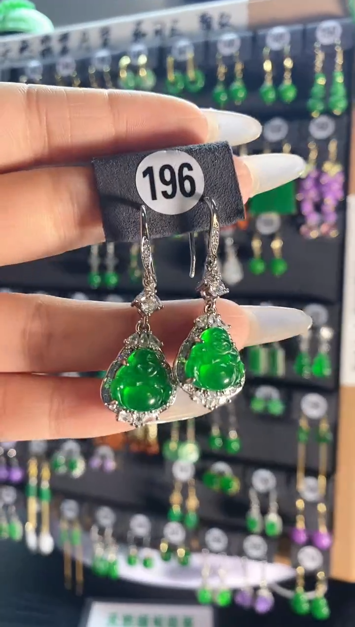 【闪购商品】翡翠耳饰银S925镶嵌196..