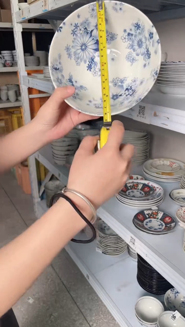 陶瓷花聚会高脚大碗 微瑕