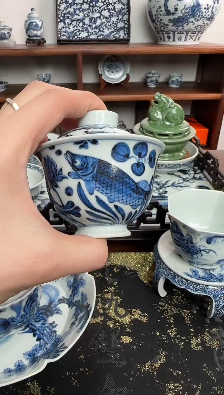 【闪购商品】盖碗含真藏古鱼藻小盖碗