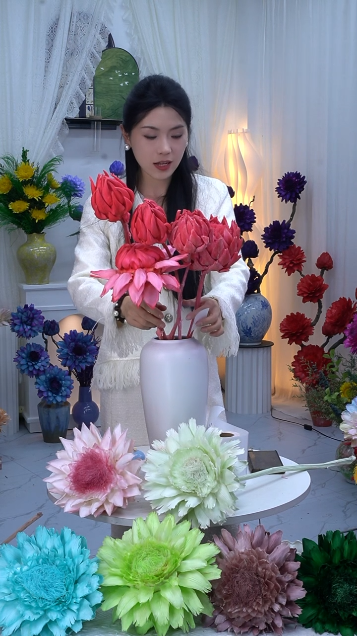 呆*永生洋蓟玫红5头【吸色不均】9098