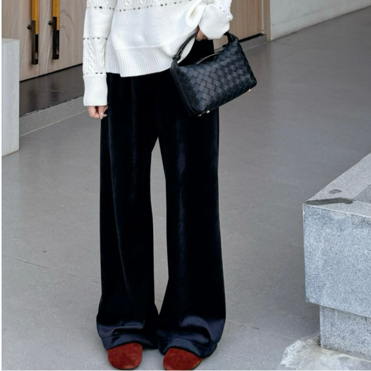 Aetheron 高级简约加厚百搭阔腿直筒丝绒长裤25秋冬