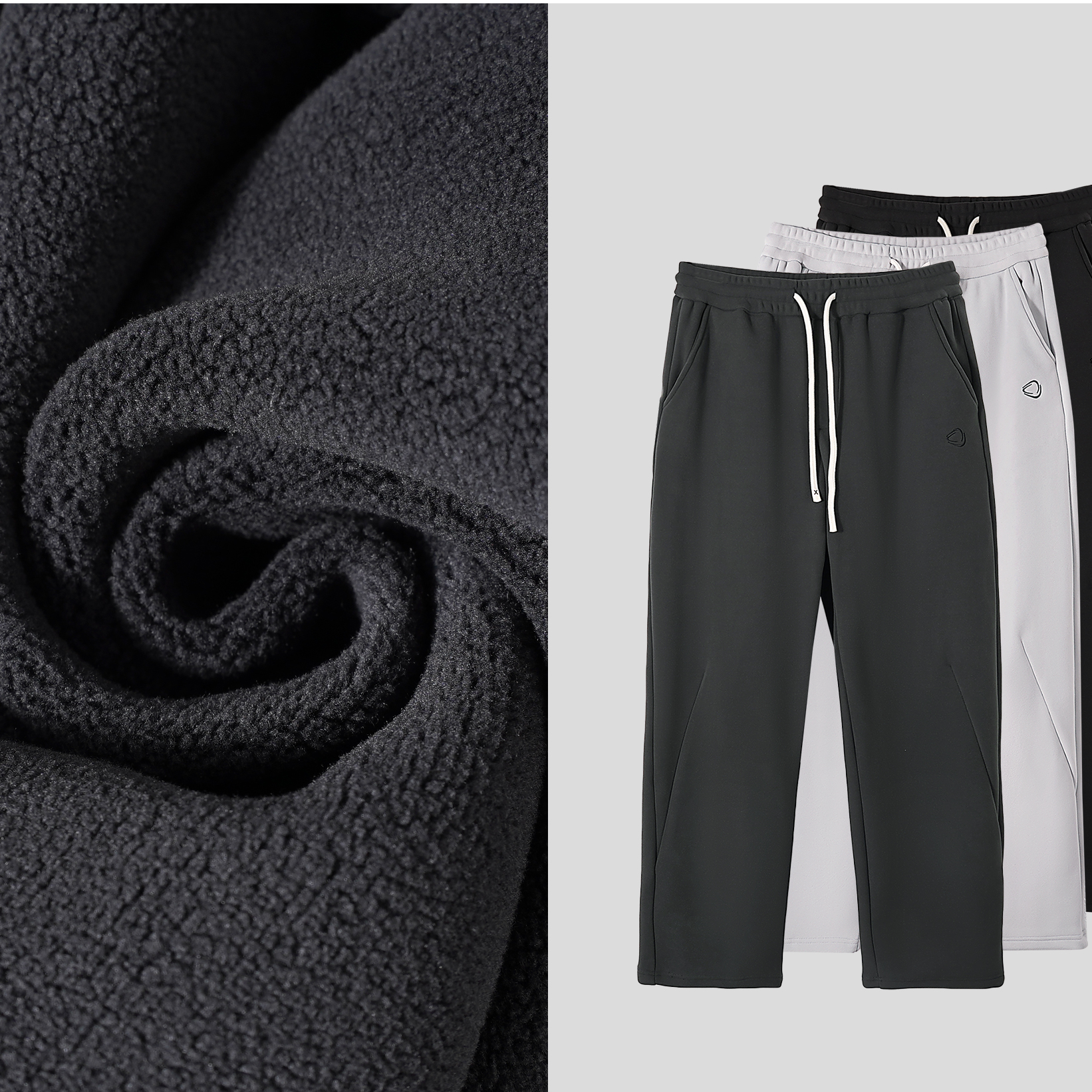 冬季云朵糯米加绒加厚压褶立体剪裁直筒百搭简约长裤 8863