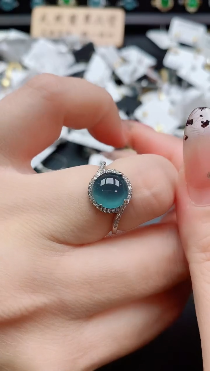 银S925镶嵌戒指翡翠1