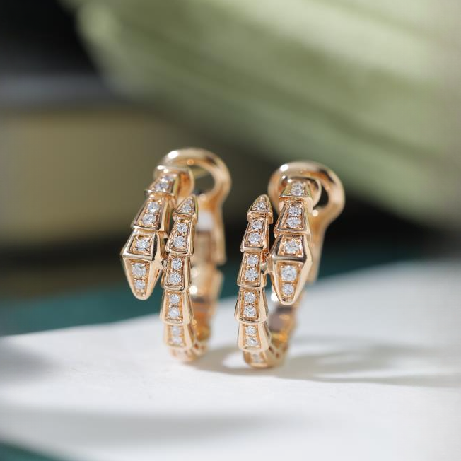 18K金钻石满钻蛇耳扣 CZ (定制品质48小时鉴赏期)