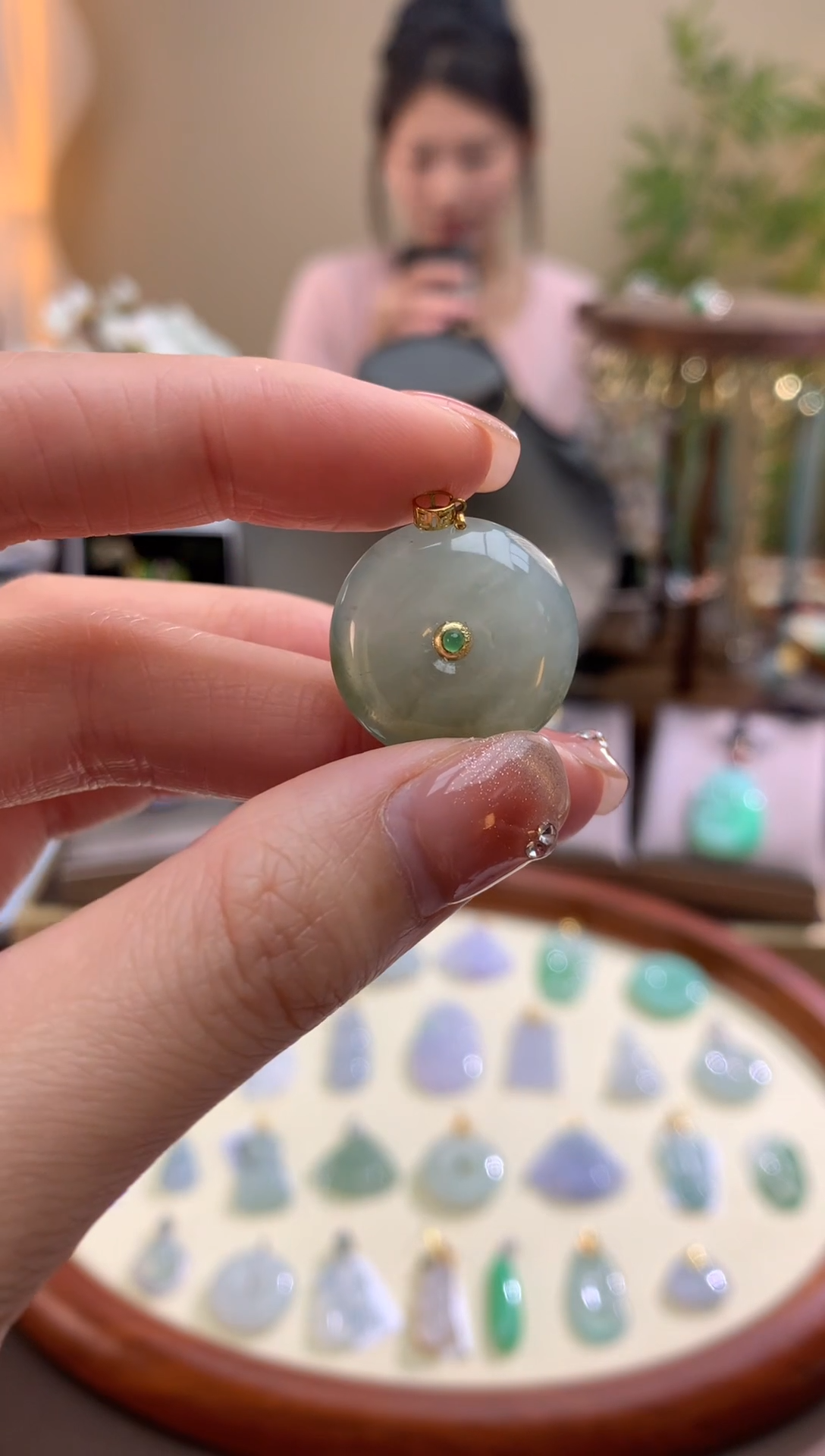 【闪购商品】翡翠颈饰18K金镶嵌平安扣