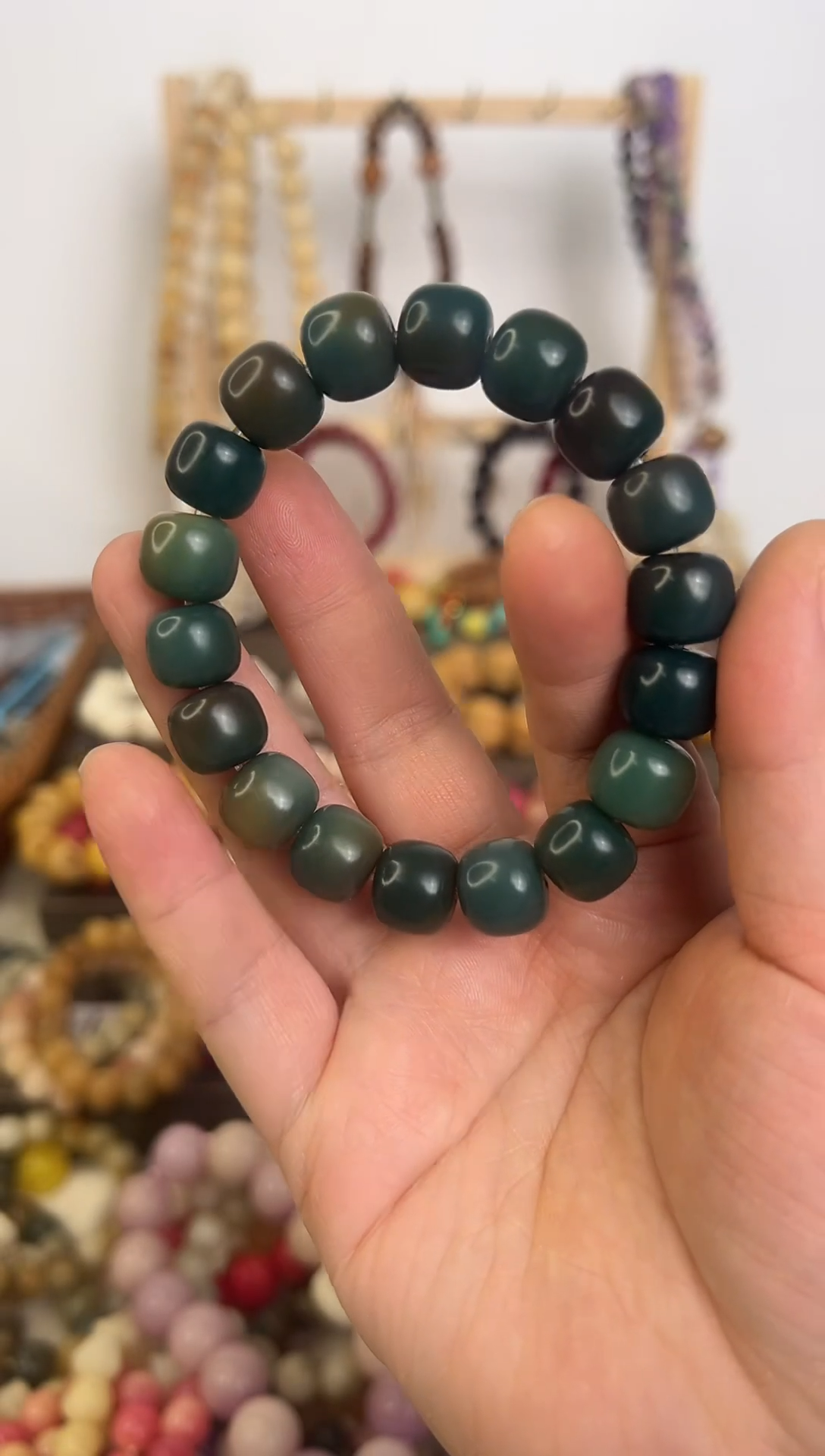 墨绿色老型珠干磨卡13