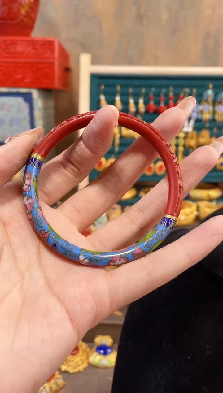 【闪购商品】非遗雕漆镯子景泰蓝天蓝58-62