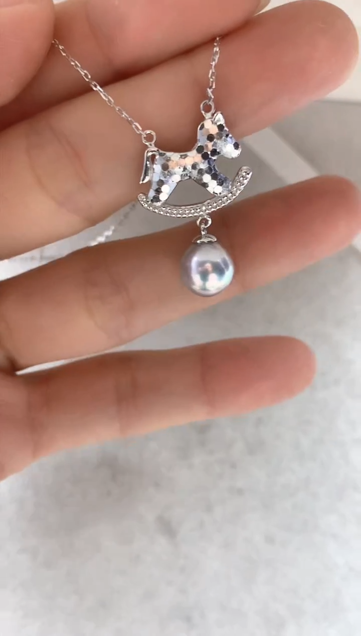 颈饰银S925镶嵌海水珍珠套链