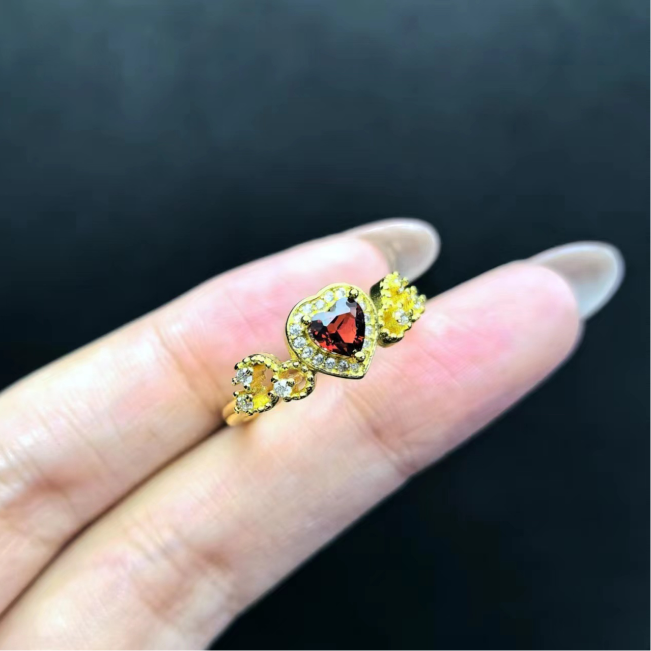 CT3231【任会长珠宝】酒红色石榴石戒指-活口-送礼佳品