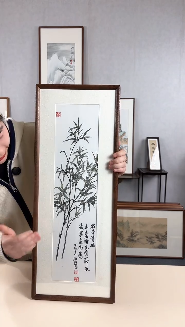 【闪购商品】国画手绘*竹子*28*72cm实木框