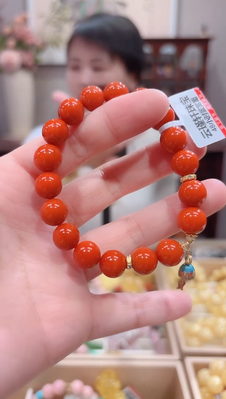 【闪购商品】南红玛瑙手串18K金镶嵌设计款珠串10.3