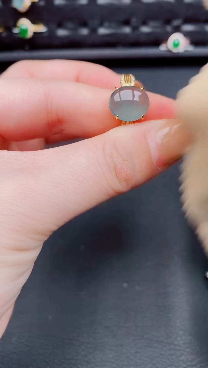 【闪购商品】翡翠戒指银S925镶嵌天然a货翡翠213