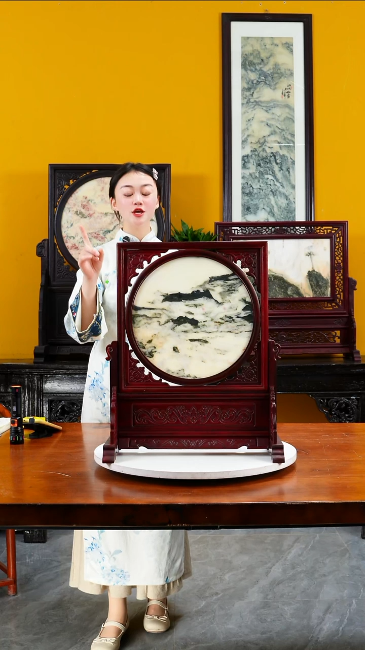 石材天然大理石画摆件