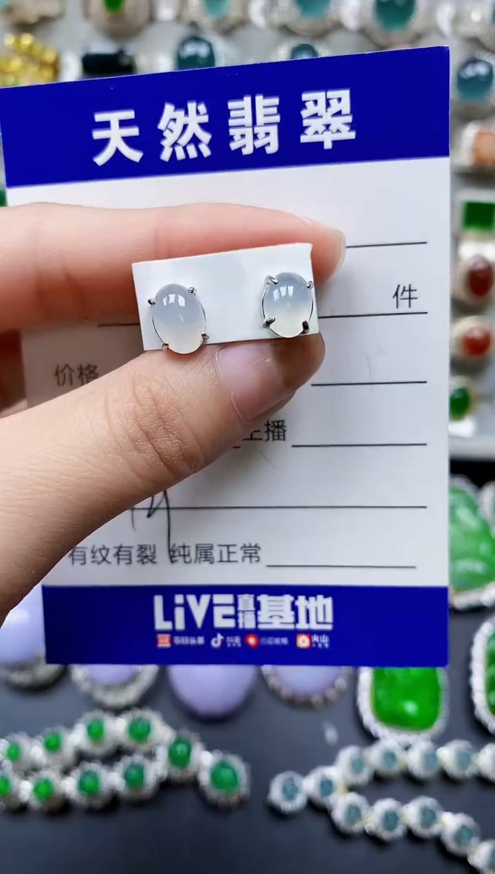 【闪购商品】翡翠银S925镶嵌耳饰0129