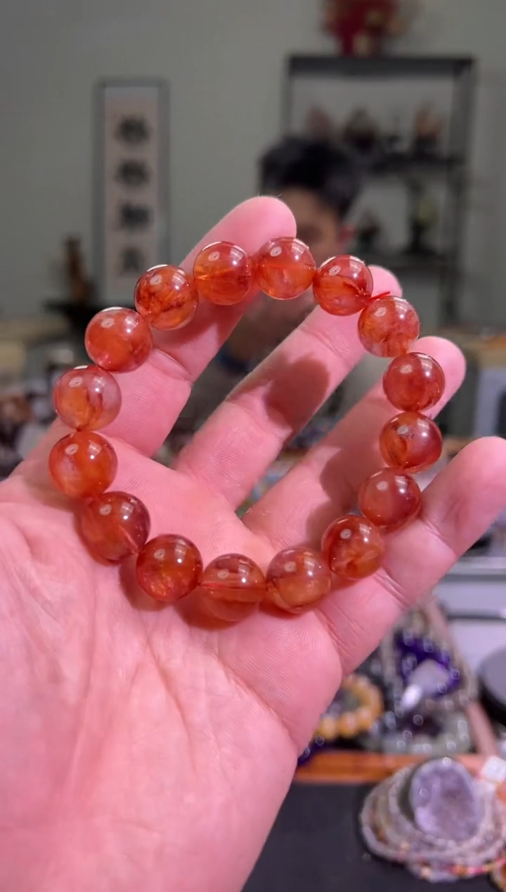 【闪购商品】水晶手串未镶嵌13.8mm牛血红胶花