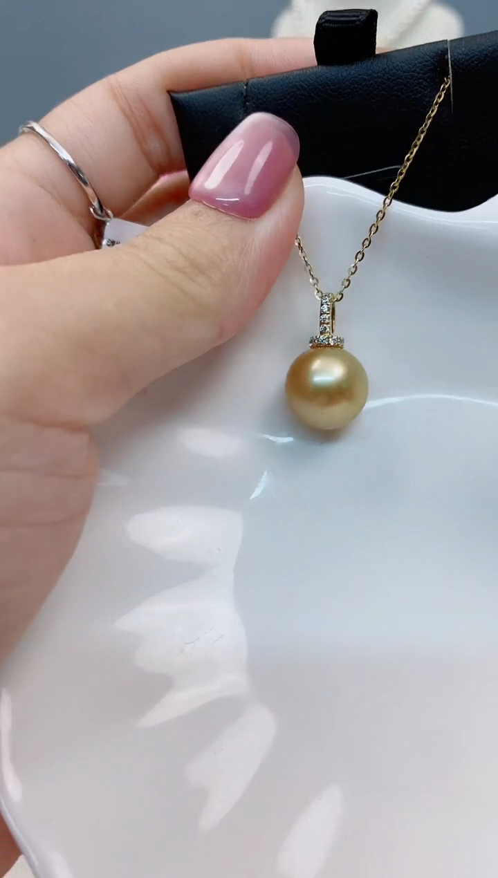 【闪购商品】海水珍珠吊坠(赠链)18K金镶嵌12-13南洋海水珍珠吊坠