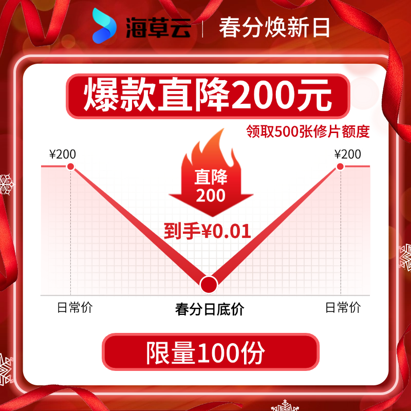 2天爽修500张可导出本地！海草云新粉福利，联系客服激活试用