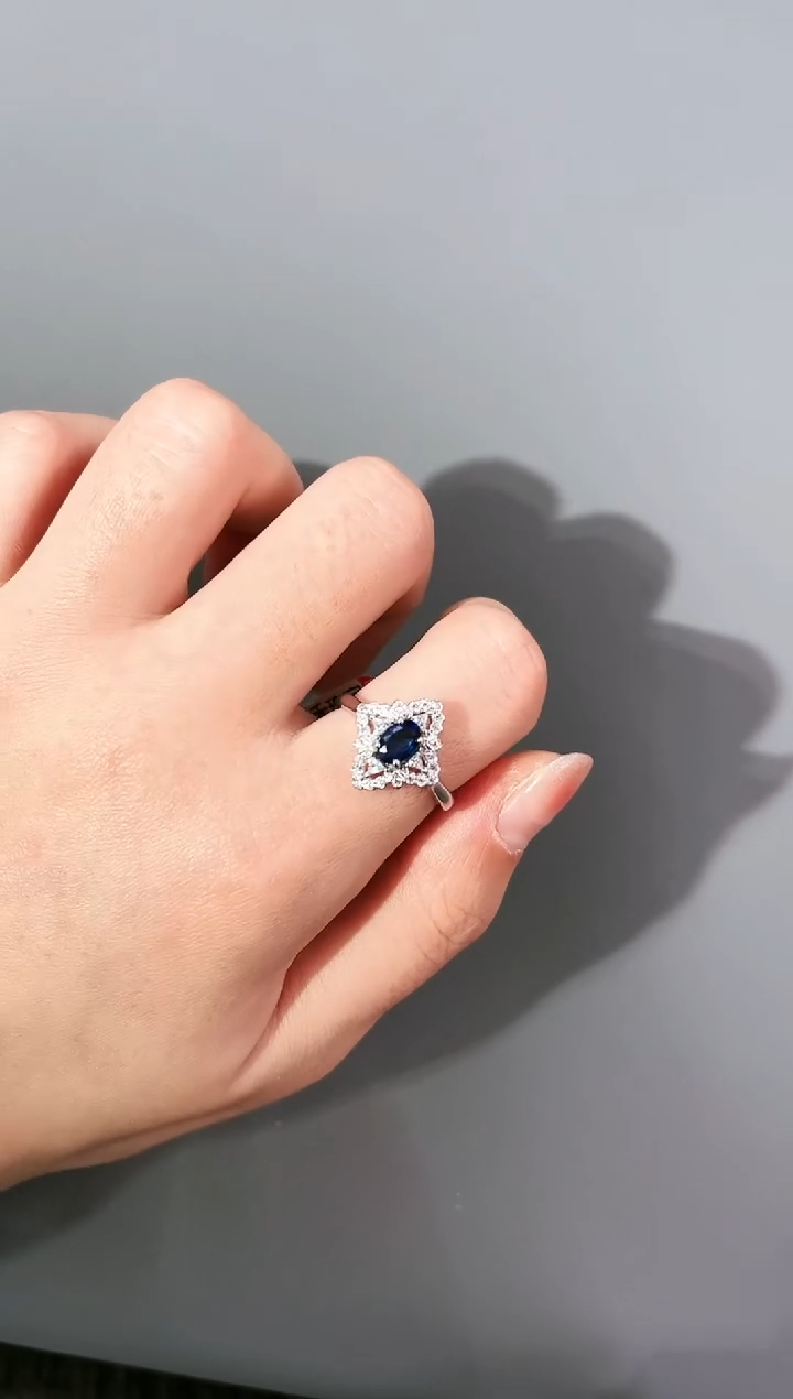 【闪购商品】蓝宝石戒指银S925镶嵌D-009