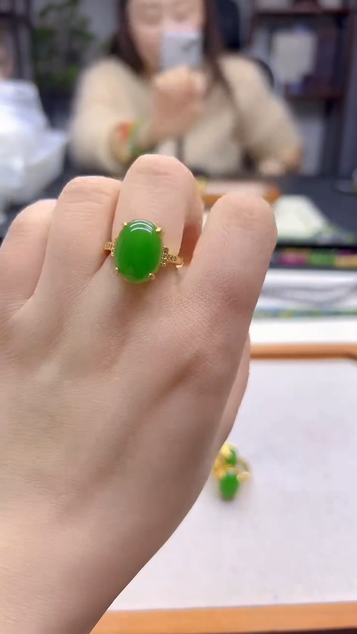 14K金镶嵌戒指和田玉DIY款J30