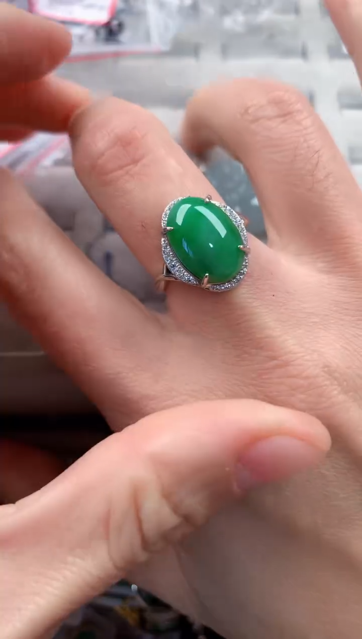 银S925镶嵌戒指翡翠444   8
