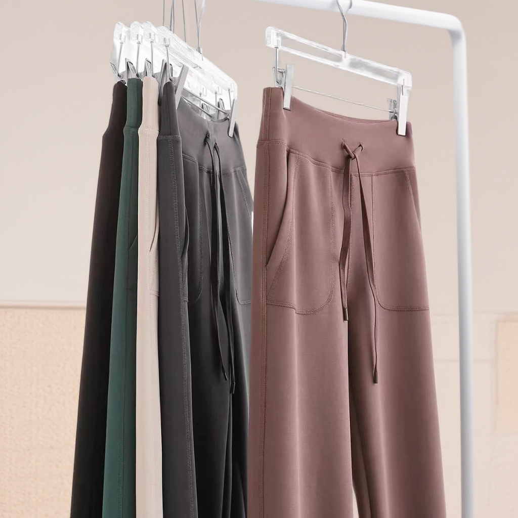 1280#高腰垂感阔腿直筒裤休闲口袋瑜伽