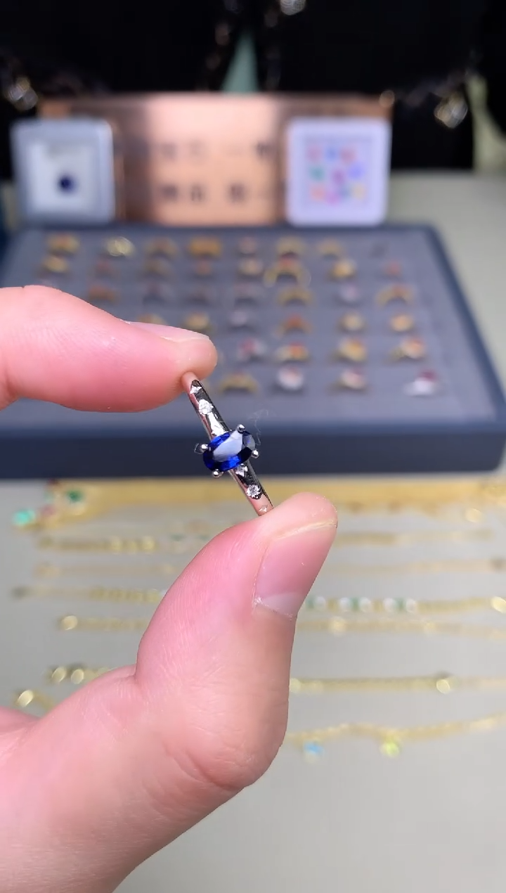 【闪购商品】蓝宝石戒指银S925镶嵌戒指