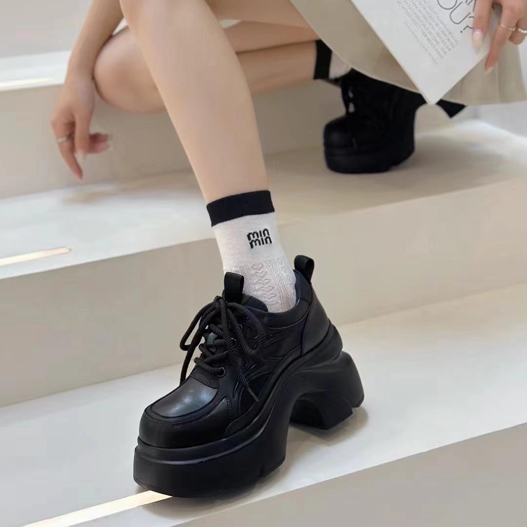 2025年秋季高跟系带复古真皮女单鞋乐福鞋小皮鞋