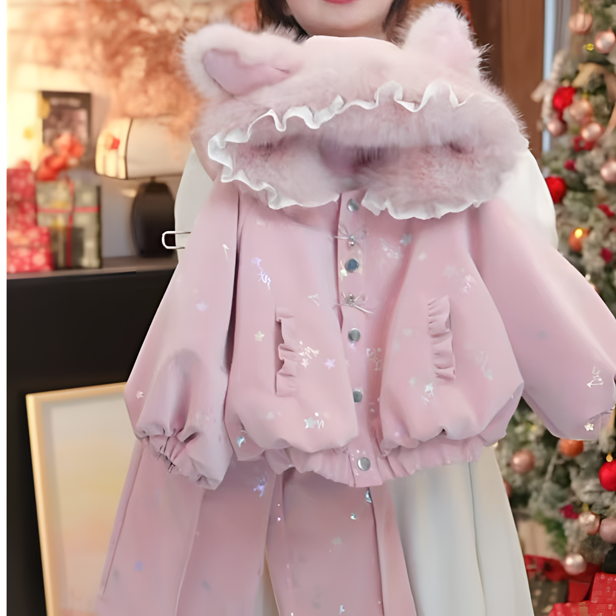 女童冬季套装加绒新款加厚皮衣2025韩版洋气儿童宝宝两件套拜年服