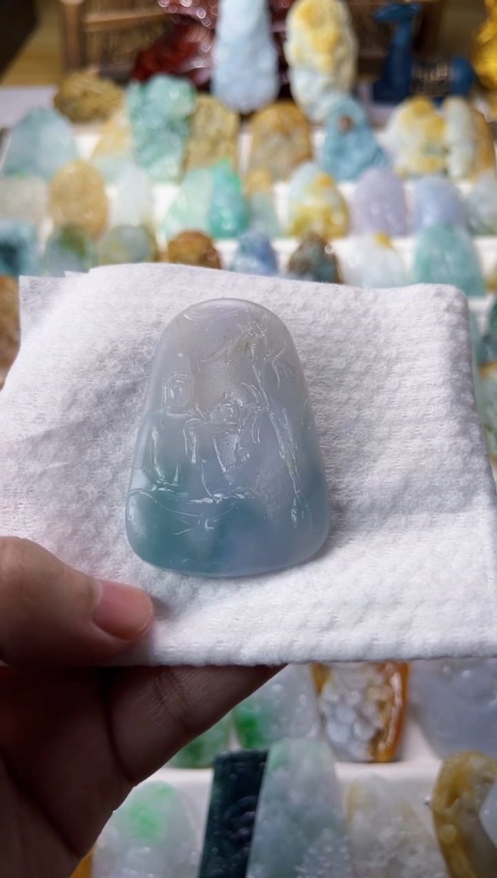 【闪购商品】定制翡翠未镶嵌毛货定制竹林观音 不退不换