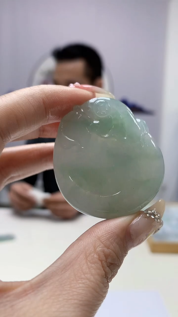 【闪购商品】定制翡翠未镶嵌3916DD-毛货挂件90