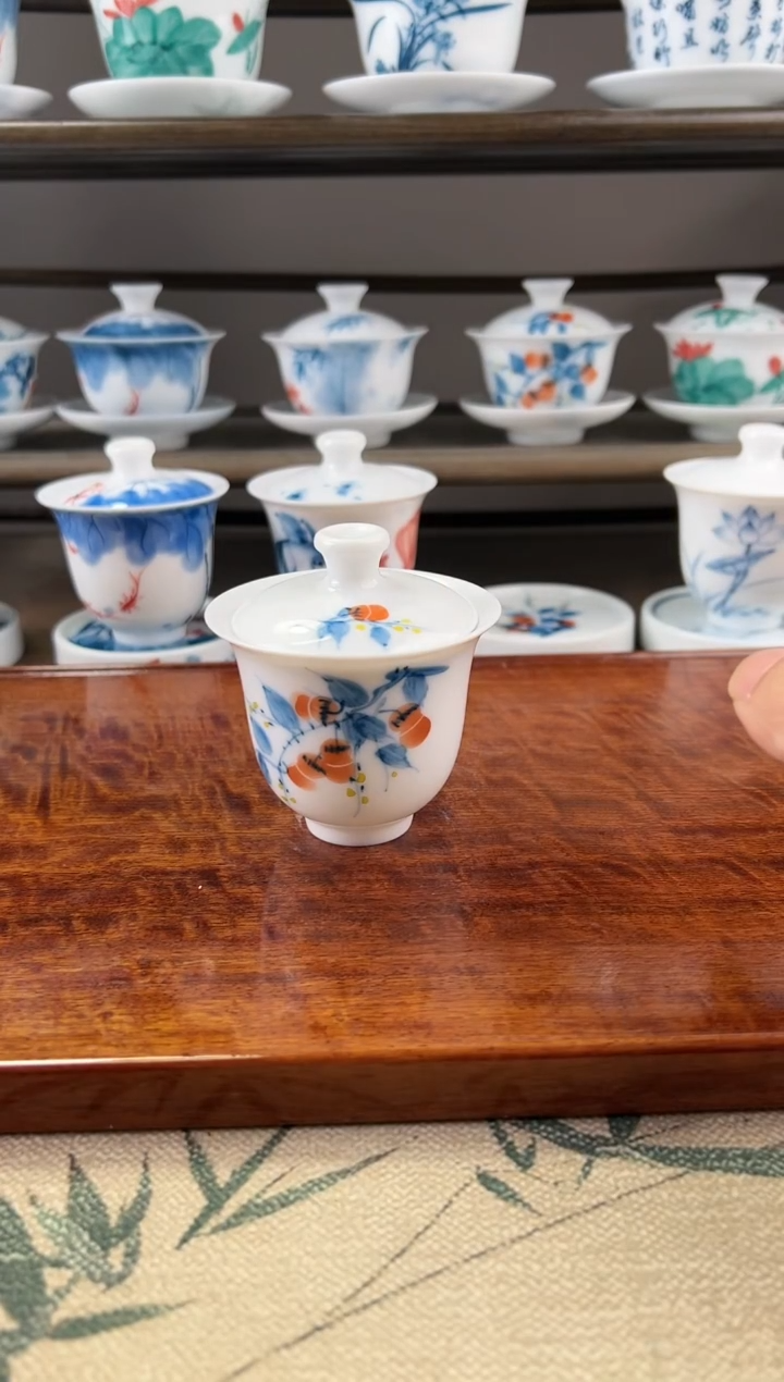 微瑕柿子美人备盖碗100ml二才