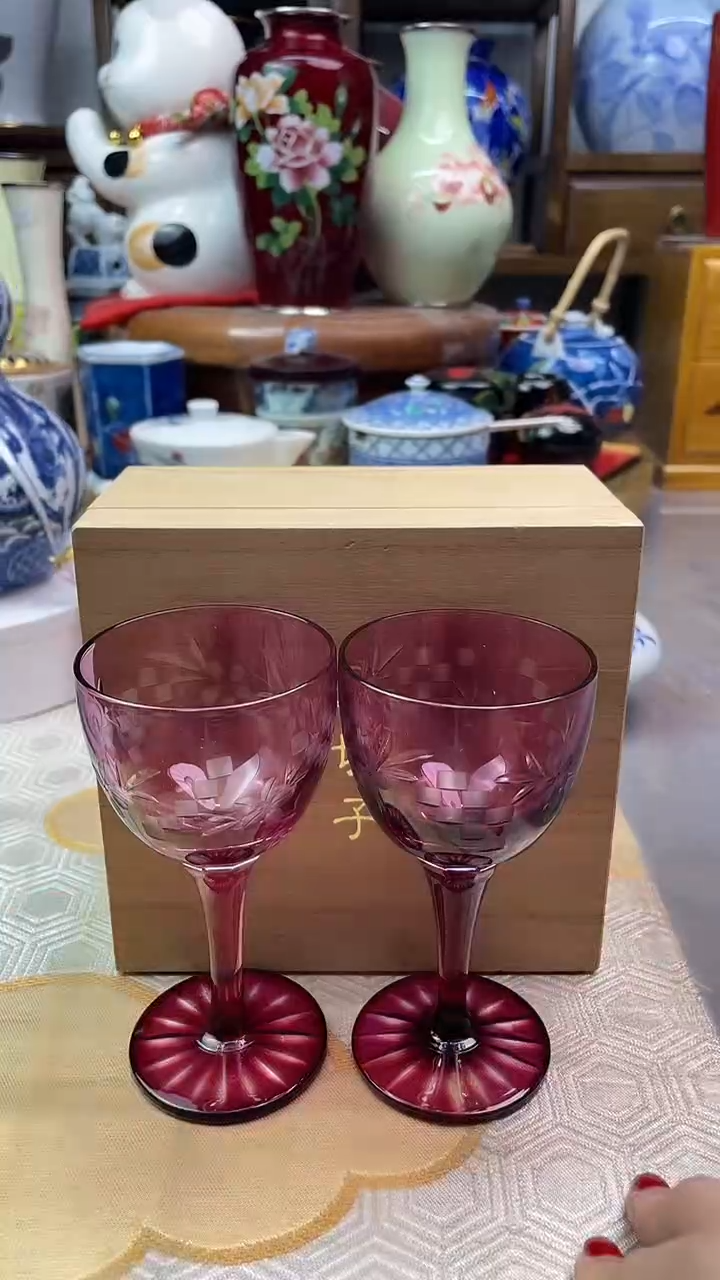 【闪购商品】盘日产手工制作切子一对