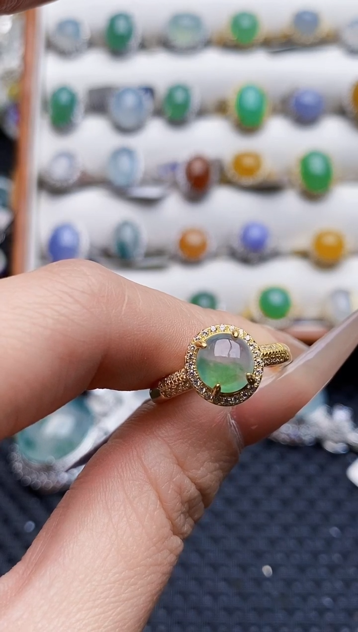 银S925镶嵌戒指翡翠5562