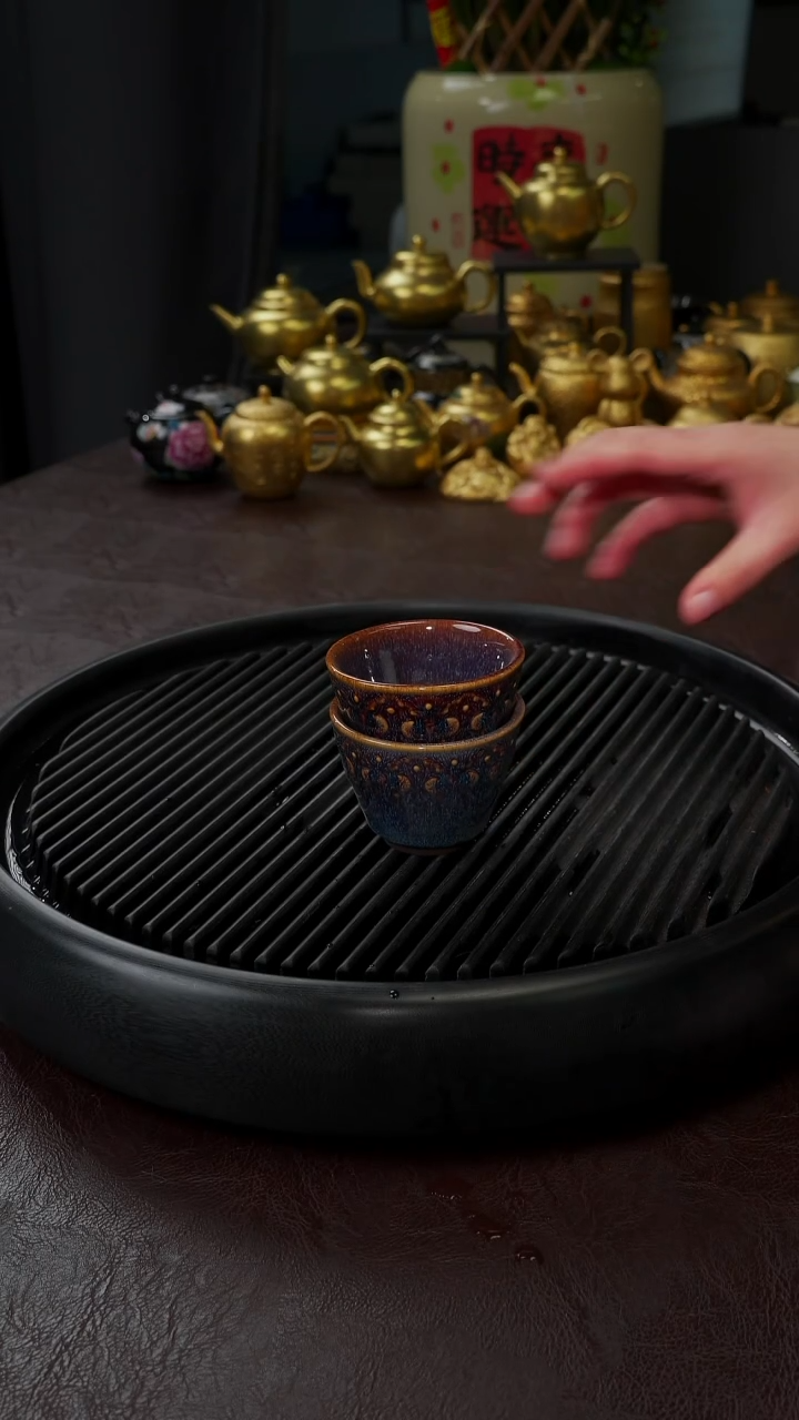 【闪购商品】杯【宜景窑天目釉】2只高香如意