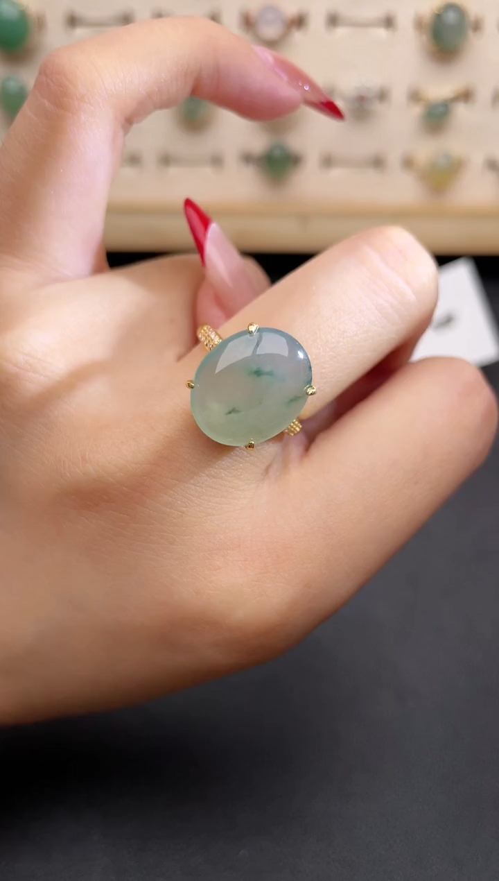 【闪购商品】翡翠戒指银S925镶嵌一物一证一礼盒