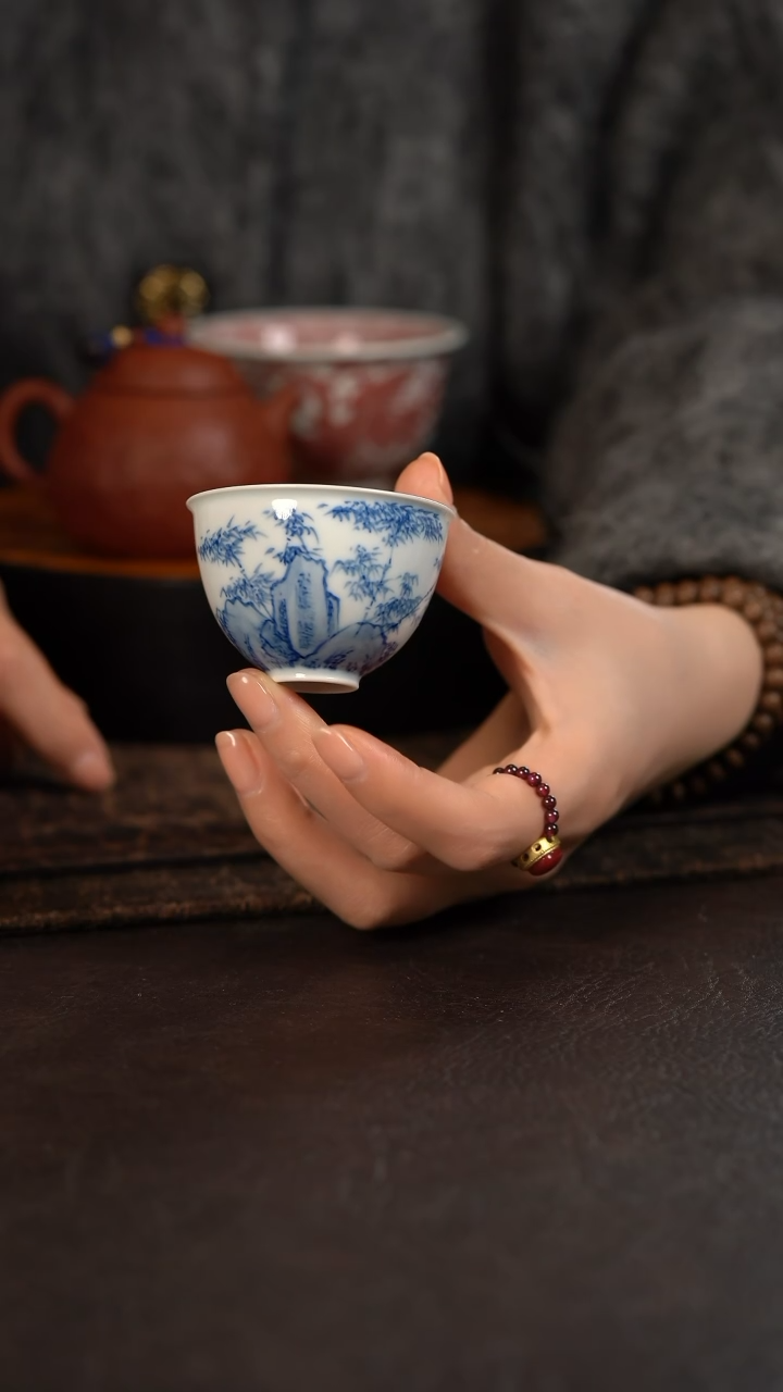 【闪购商品】杯HLX陶瓷灵石竹子小鸡心杯 随机