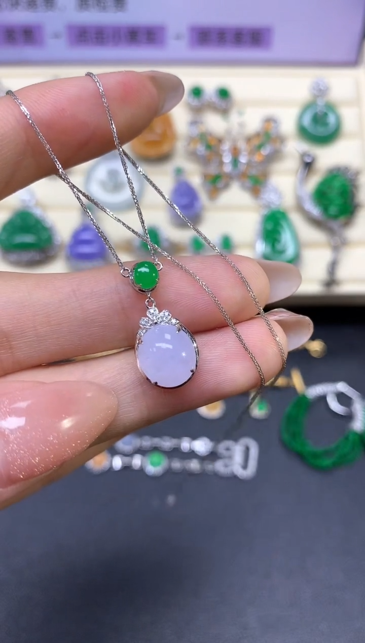 【闪购商品】翡翠套链18K金镶嵌套链|2380