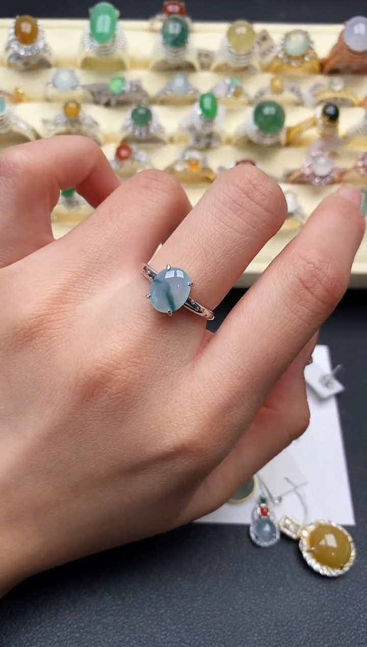 【闪购商品】翡翠戒指银S925镶嵌1111111+7