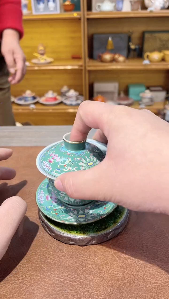 【闪购商品】深绿缠盖碗茶具茶具