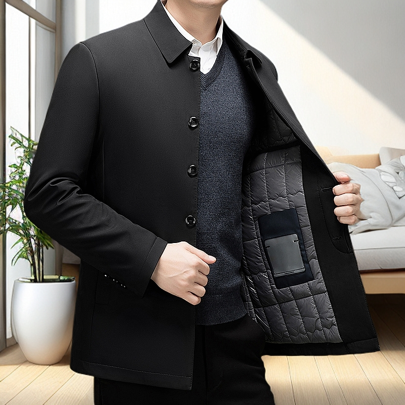 【培蒙】男士冬季加棉加厚保暖系扣棉服外套防风防雨雪中老年爸爸装