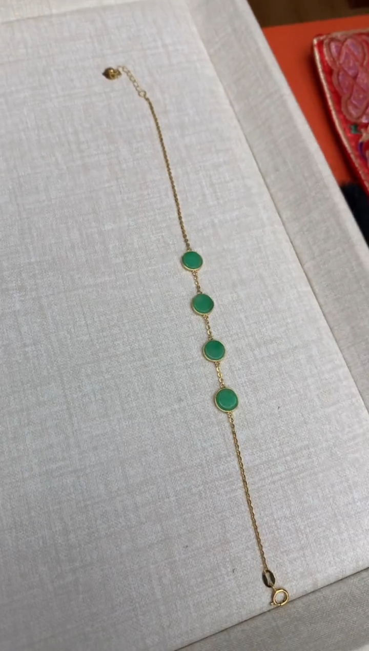 【闪购商品】翡翠手链18K金镶嵌手链