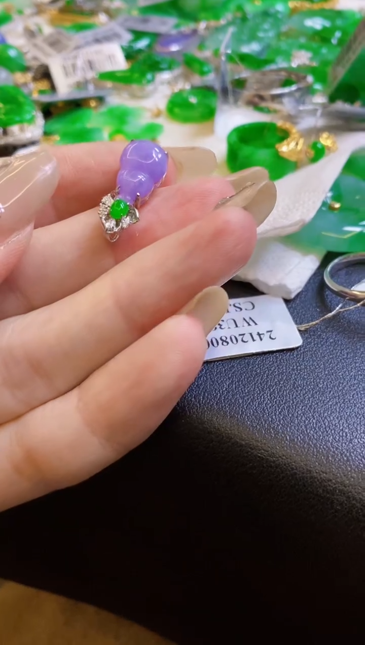 【闪购商品】定制翡翠18K金镶嵌葫芦
