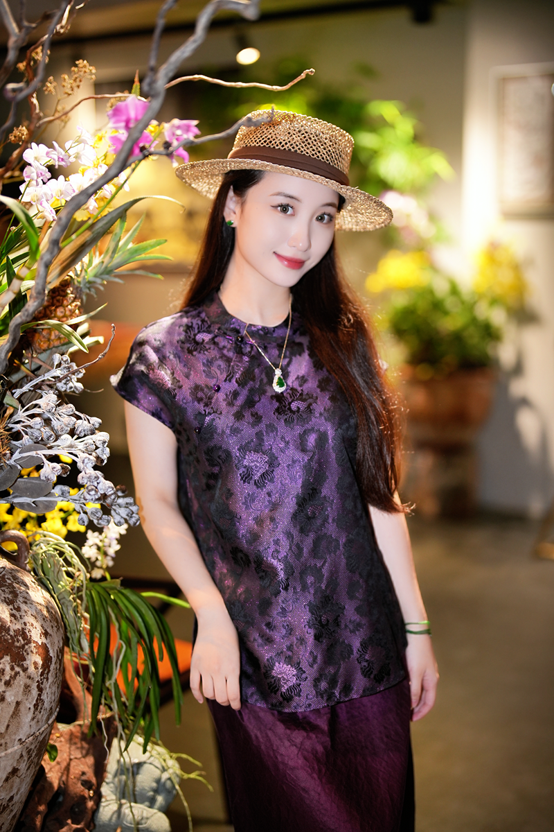 蓝大【芷幽】桑蚕丝新中式立领上衣5147