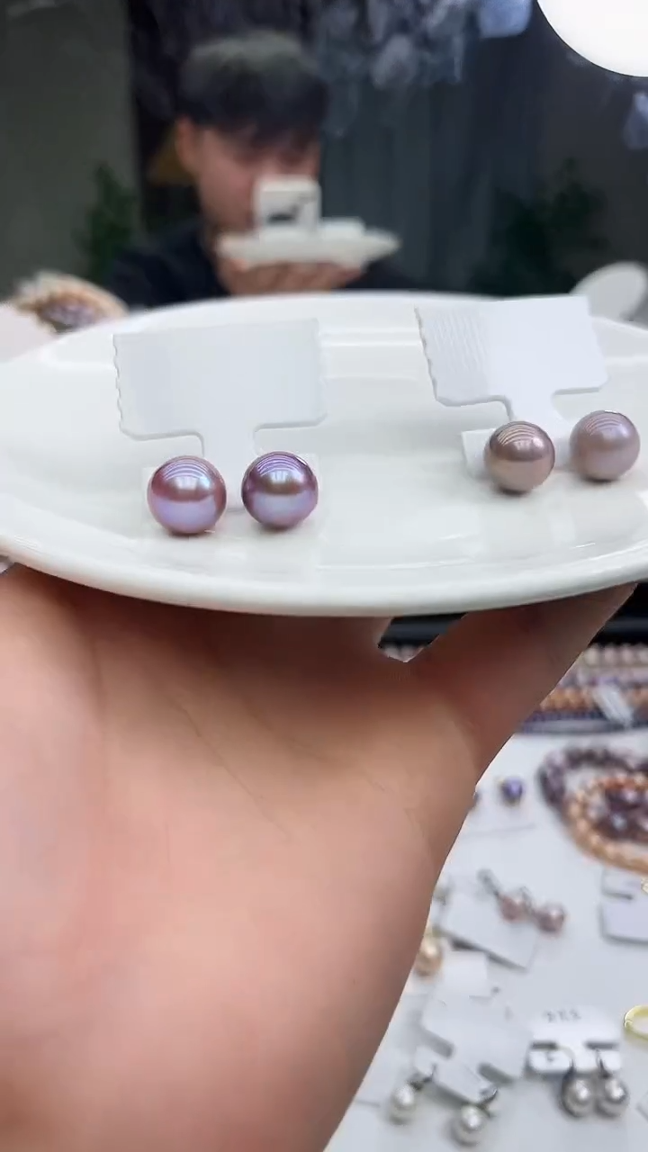 未镶嵌耳饰淡水珍珠紫色系素钉(多样性发一）