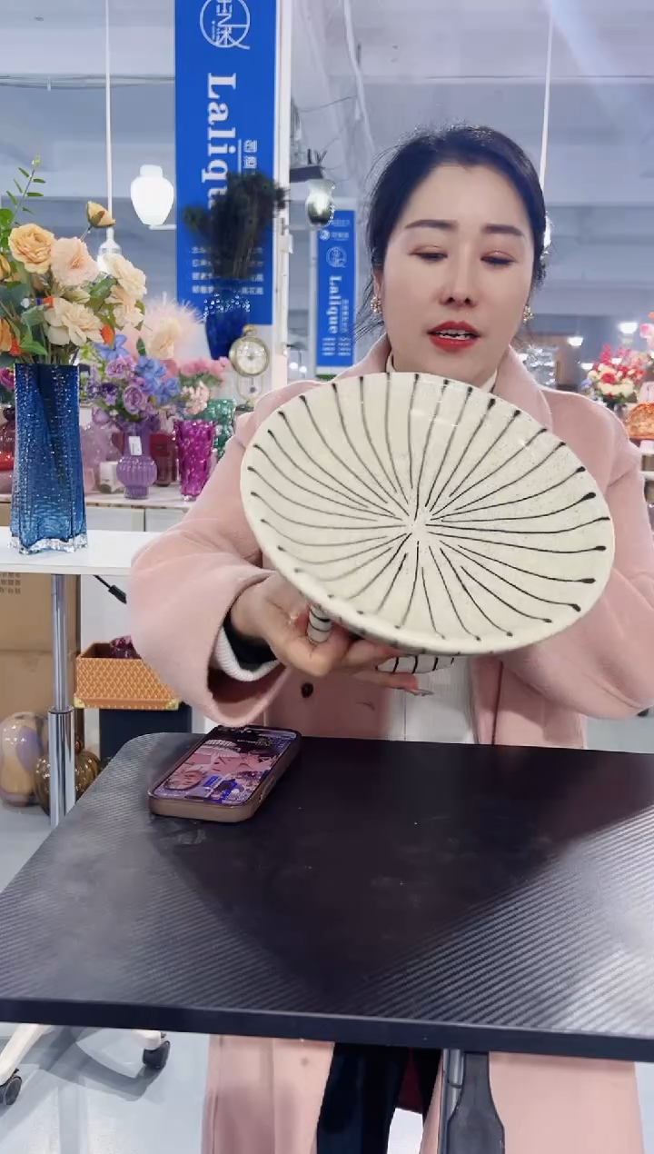 【闪购商品】玻璃DD-黑白条纹果盘